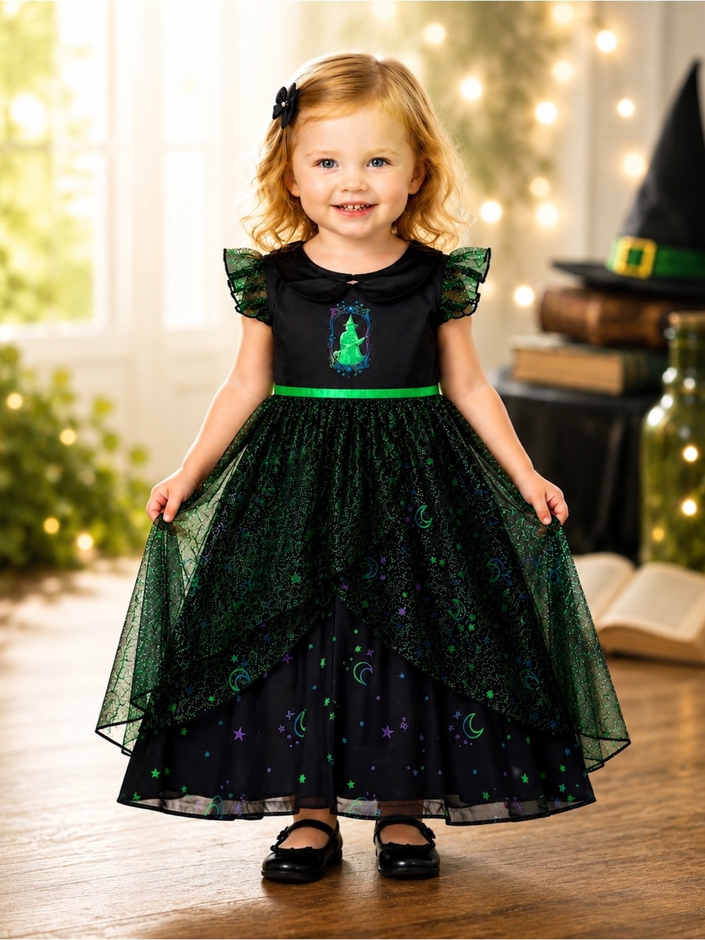 Universal Wicked Elphaba Nightgown Pajama Dress 2T Black Green Halloween Sleepwe